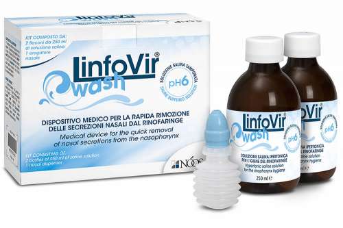 In questa recensione parliamo di LinfoVir wash (irrigatore nasale con soluzione ipertonica per il lavaggio del rinofaringe), analizzandone ingredienti, efficacia, modo d'uso corretto, possibili effetti collaterali, prezzo e controindicazioni